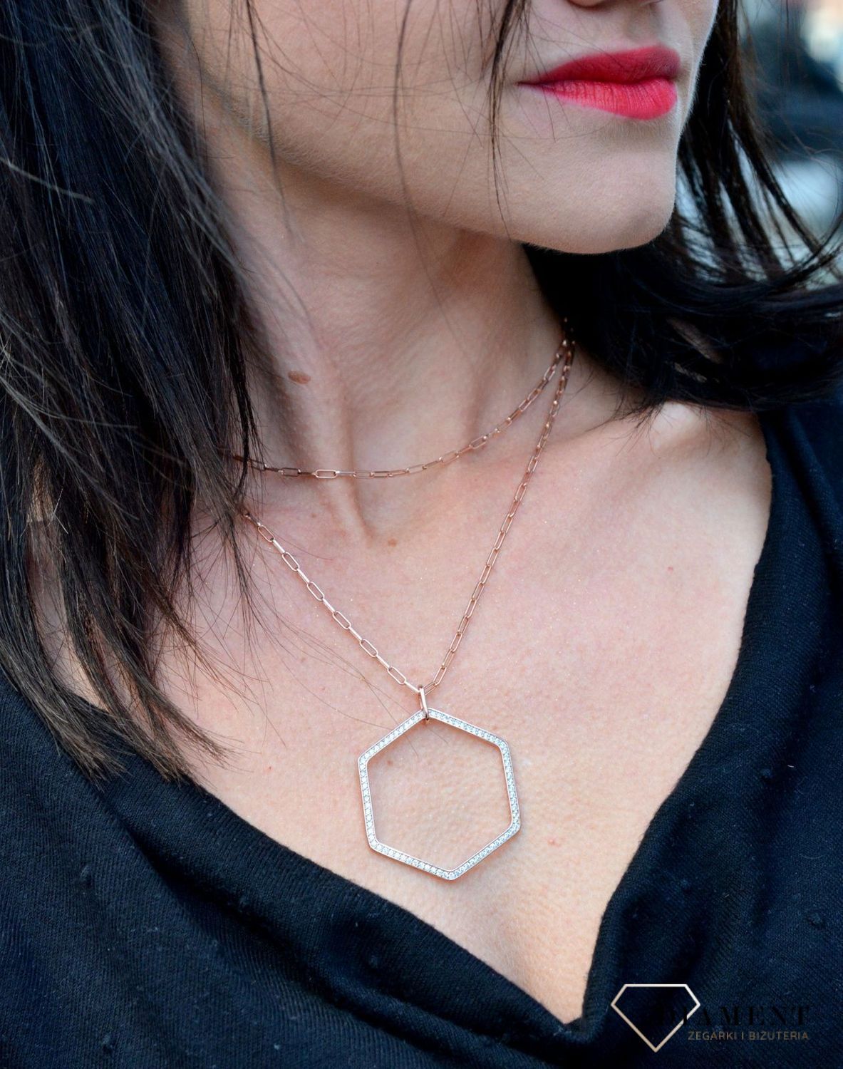 Naszyjnik srebrny Emozioni pokryty różowym złotem 147813-001.jpg